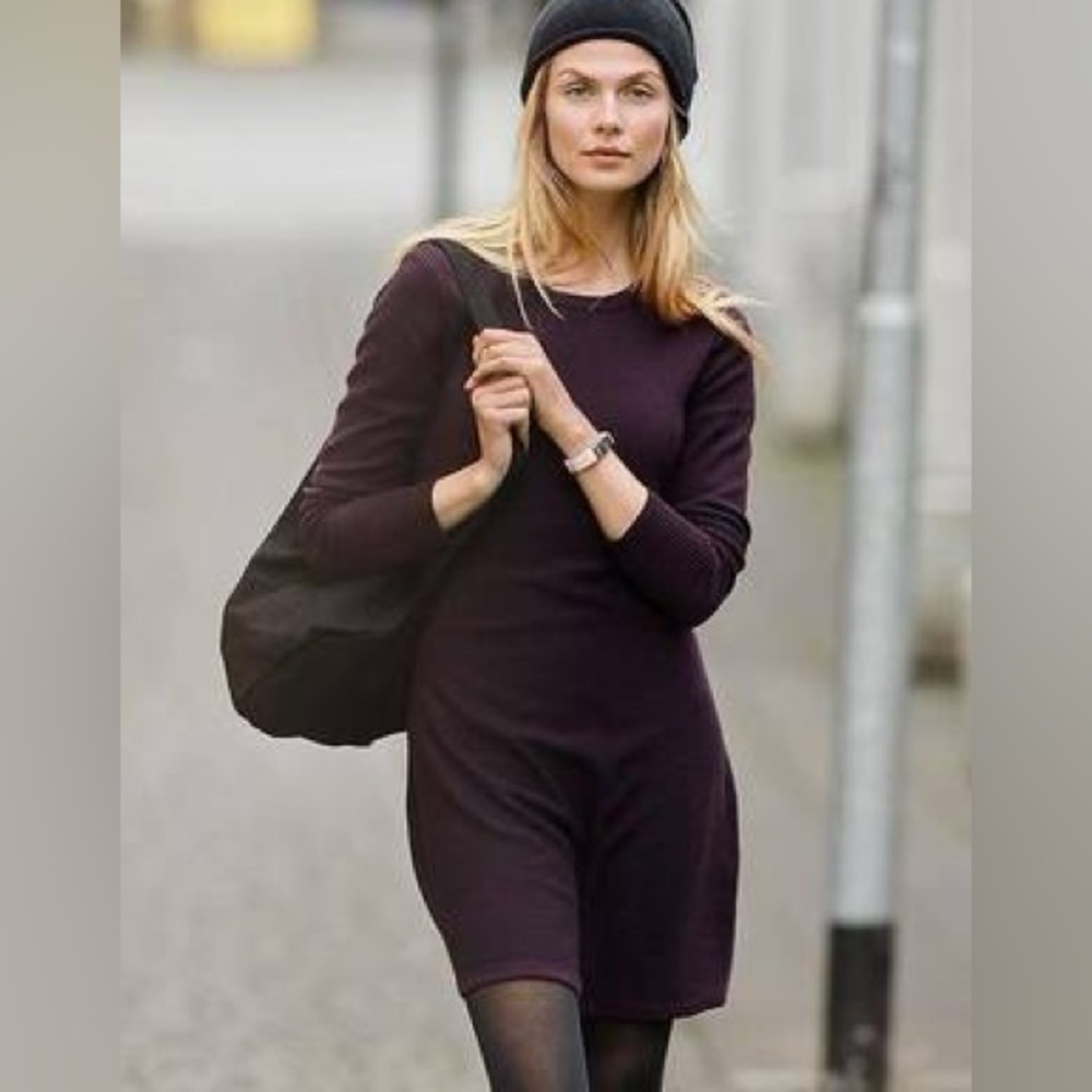 Athleta Cottonwood Dress in Wild Raisin XS Petite - cozy sweater dress